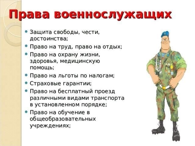 Права и обязанности военнослужащих в соответствии с национальным законодательством