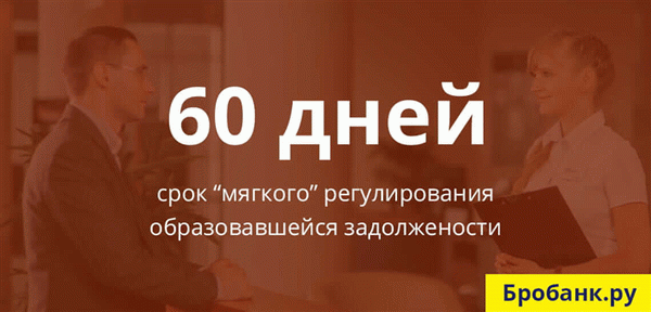 Банк пытается договориться с заемщиком в течение 60 дней с момента получения долга.