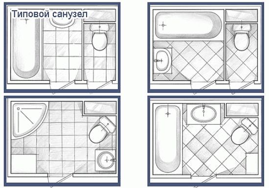 Общая планировка ванной комнаты Варианты