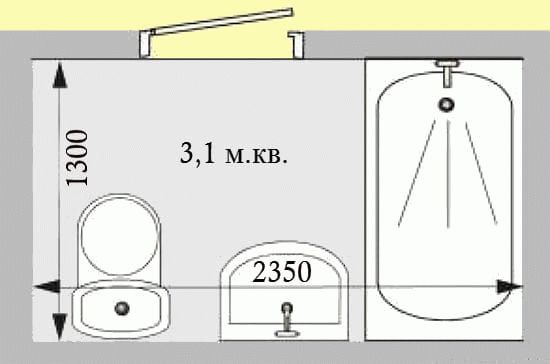Линейная планировка общих ванных комнат