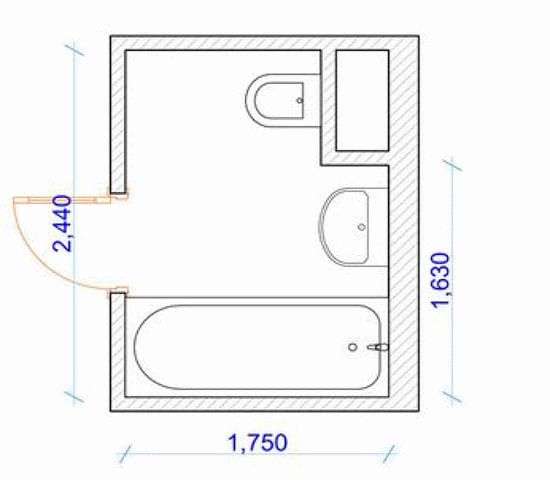 Планировка ванной комнаты 4 кв. м